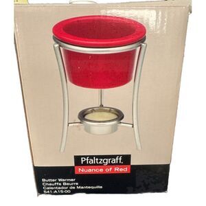 PFALTZGRAFF Red BUTTER WARMER WITH METAL STAND  Open Box Sealed Inside‎